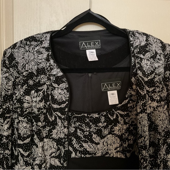 Alex Evenings 2pc Black Gown w/Silver Sparkle & Chiffon Accents Women’s Size10 - Picture 2 of 15